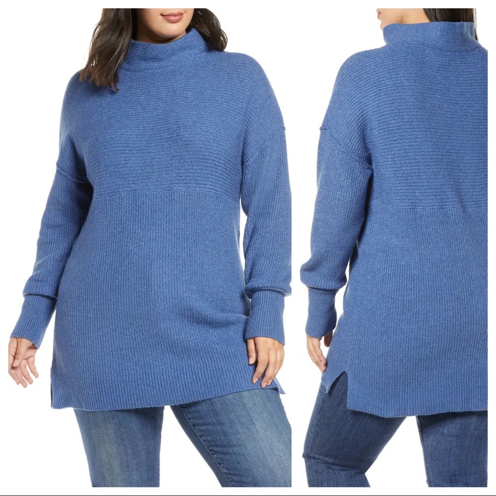 NWOT Caslon Mix Rib Cotton Blend Tunic Sweater